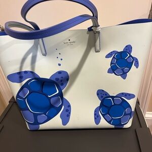 Kate Spade Blue and White Sea Turtle Tote